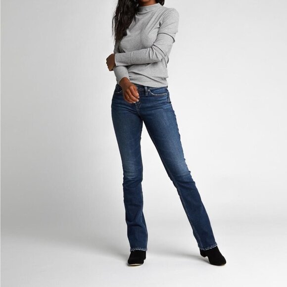 SILVER Jeans Aiko Slim Boot Mid Dark Wash Size  25 - Picture 1 of 10
